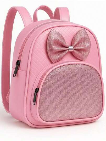 Mochila Infantil Feminina com Laço Glitter Luxo Brilhante para Escola Creche Passeio Leve e Linda