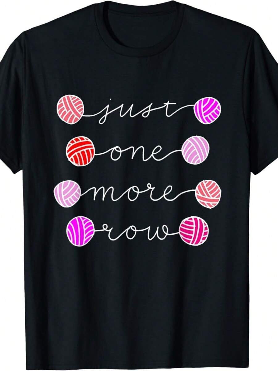 Calligraphy Hobby Chet & Knitting Gift Idea Just One More Row Uni T-Shirt - Black - View 1