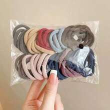 50pcs Black Elastic Headband, High Elasticity Seamless Ponytail Fixator, Rubber Band, Suitable For Thick Hair - Perfect For Women's Hairstyles And Accessories - Color - 查看 3