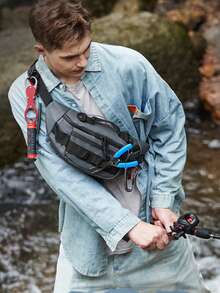 Geantă de piept crossbody multifuncțională pentru exterior, cu un singur umăr, nouă pentru bărbați, capacitate mare de depozitare multistrat pentru naveta, călătorii, geantă de talie sport, geantă pentru echipamente în aer liber rezistentă la uzură și portabilă