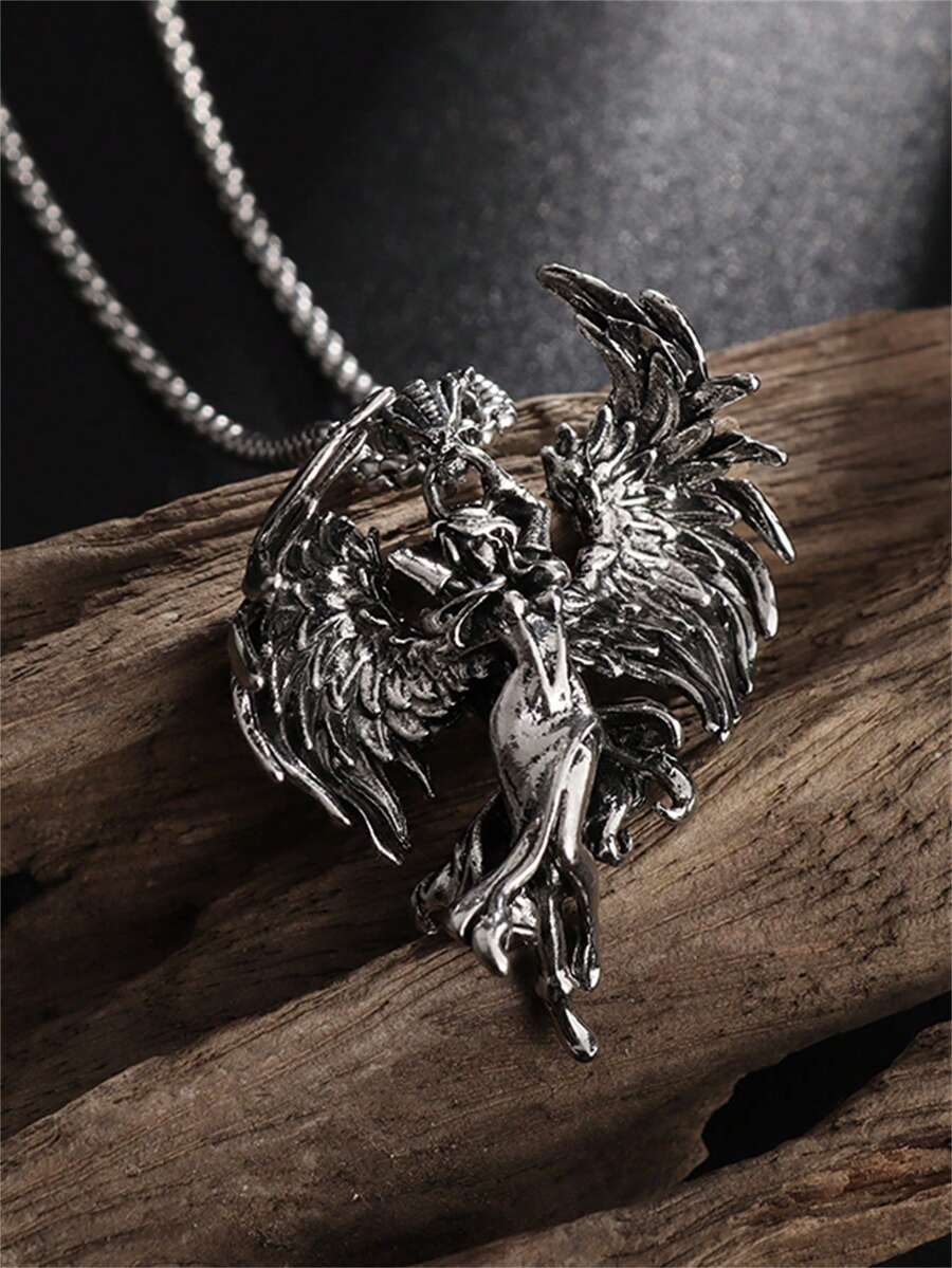1pc Fashion Classic Angel Wings Goddess Pendant Necklace, Unisex Rock Party Jewelry Gift - Fashion New Styles - View 1