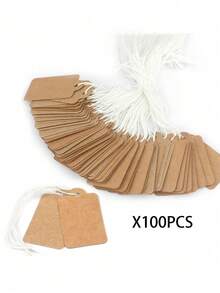 100pcs Brown Kraft Paper Tags With String, Suitable For Jewelry Tags, Price Tags, Christmas Gift Tags, Blank Tags For Pricing Gifts, Clothing, Merchandise, Clothing Tags, Party Gift Tags - Multicolor - View 10