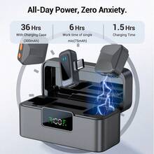 HITOZON Wireless Lavalier Microphone For IPhone IPad Android With Charging Case 36h Battery Life, Noise Cancellation, Plug-Play Clip On Lapel Mic For Video Recording, Vlog, Live Streaming