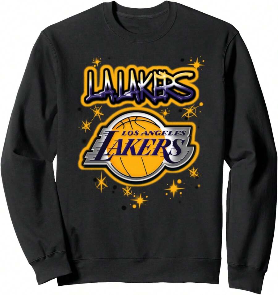 Angeles Lakers Airbrush Logo Sweatshirt - Black - View 1