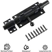 6 Inch Slide Bolt, Thickened SUS304 Stainless Steel Gate Heavy Door Lock, Black Bolt Outdoor Fence, Wooden Fence, Shed Doors - 6 Inch + Black - View 4