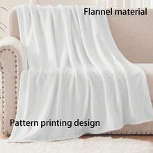 Cozy Soft Flannel Blanket With Minimalist Evergreen Tree Print  Warm Throw For Sofa Bed Living Room Home Decor Festive Winter G - 白色 - 查看 2