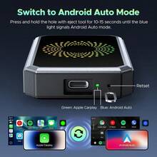 Wired To Wireless Carplay Adapter With Built-In // APP To Play Video On A Car Screen (DO Not Support Vehicles With Built-In Wireless CarPlay), For  8-15 & Android 11+ - 黑色 - 查看 5