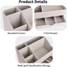 GSYY Leather Makeup Organizer With Der Cosmetic Sage For Dresser Countertop And Bathro Vanity Beauty Holder For Lstick Br Ske Beige - Beige - View 8