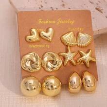 6 Pairs Fashionable & Versatile CCB Material Flower, Teardrop, Butterfly, Star Shaped Earring Set, Suitable For Festivals, Gatherings, Parties, Vacations, Daily Wear - Multicolor - View 5