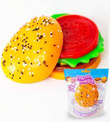 Taba Squishy - Burger (Jumbo) Large, 3.5" Super Soft & Sticky Layered TABA Squishies - Squish, Squeeze, Great For Stress Relief - Sensory / Fidget Play Food Squishy Toys For And Adults, Toys - Xúc xích - Xem 7
