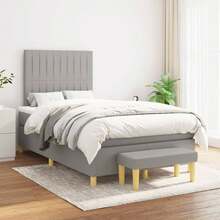 vidaXL Boxspringbett mit Matratze, hellgrau, 120x200 cm, Stoff - Grigio - Visualizzare 1