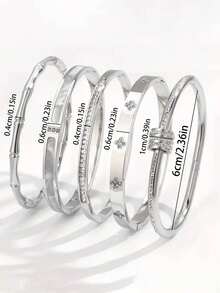 Bộ 5 chiếc/bộ vòng tay thép không gỉ nhiều màu cá nhân hóa, thiết kế độc đáo, thời trang, thiết kế nhiều yếu tố, quà tặng lý tưởng tinh tế, trang sức không phai màu, phong cách - Bạc 1 - Xem 6