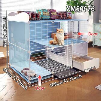 Cat Cage With Litter Box, Indoor Small Apartment Cat Villa With Toilet, Cat Cage, Cat House, Empty Cage