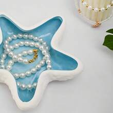 Conch Shaped Ceramic Jewelry Tray, Water Shell Jewelry Tray, Ceramic Ring Earring Holder, Ocean Theme Decorative Jewelry Tray For Rings Earrings Necklaces Bracelets Jewelry Watches Keys Decorative Office Small Items Storage Rack White Ceramic, Jewelry Tray Storage - Starfish - View 5