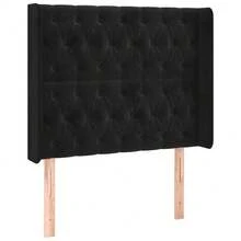 vidaXL Kopfteil Mit Ohren, Schwarz, 103x16x118/128 Cm, Samt - Black - View 2
