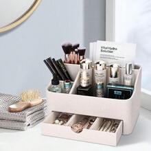 GSYY Leather Makeup Organizer With Der Cosmetic Sage For Dresser Countertop And Bathro Vanity Beauty Holder For Lstick Br Ske Beige - Beige - View 6