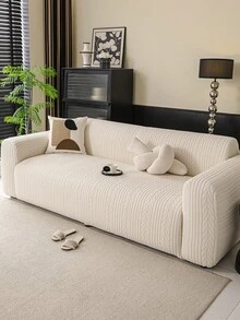 1 pieza Funda de sofá antideslizante con estampado de hojas, funda de sofá elástica lavable a máquina, color beige, se ajusta a sofás de 1 a 4 plazas - Beis - Ver 12