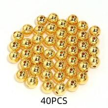10-1000颗 3-20毫米 仿珍珠树脂珠，金色圆形隔珠，优雅珍珠珠，适用于圣诞装饰、珠宝制作、DIY工艺品、手机挂饰、钥匙扣，批发 - 金色 - 查看 18
