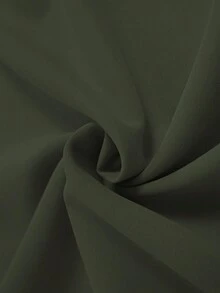 女士装饰腰带高腰褶裥A字裙，休闲通勤及情人节穿着 - 軍綠色 - 查看 3