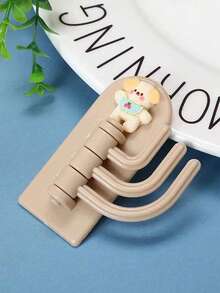 5pcs Cartoon Style 3-Hook Wall Hangers, Cute Adhesive No Drill Hooks For Keys, Bags, Coats, Resin Material - Multicolor - View 8
