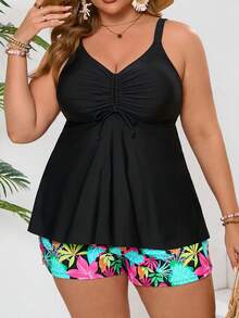 新款大码休闲泳衣，性感时尚女士无肩带比基尼泳装，适合海滩度假