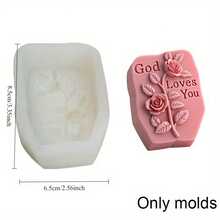 1 PC 3D Silicone Resin Mold For 3D Embossed Crafts - Rose & Leaf Design, Ideal For Soap, Candles - Perfect Holiday Gift For Thanksgiving, Christmas, Halloween, Easter, Valentine'S Day, Birthday, Home Decoration, Silicone Molds For Crafts, Best For Christmas, Perfect For Thanksgiving - White - View 2