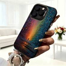 Cubierta de telefono con diseño de arco iris y estrellas azul oscuro para iPhone 14 Pro Max funda protectora con impresion de paisaje misticos ideal para uso diario en cafes y salas de estar - Blanco - Ver 6