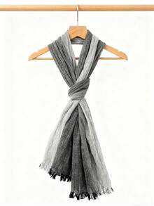 男女通用舒适人造丝亚麻围巾，适合秋冬季节，时尚、保暖、耐用 - 彩色 - 查看 2