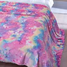 Glow-In-The-Dark Blanket, Birthday, Christmas, Easter Gift - Soft Plush Flannel Throw Blanket, Gradient Ombre White Pony & Star Print Pattern. Ideal Gift For Kids, Grandchildren, Babies, Toddlers, Birthdays, Christmas! - Multicolor - View 3