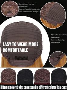 16 Inch Light Straight Bob Wig With Bangs Synthetic Wig Realistic Short Black Bob Wigs, Cut Bob Wig Glueless - Multicolor - View 9