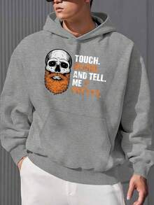 Schädelbart JPH-9 Plus Size Herren Muster Hoodie - Leuchtendes Rot mit aufregendem Schädel- und Bartdruck, Text Beef, lockere lässige Pullover, maschinenwaschbar, Plus Size, Alltagskleidung, lustiges Buchstaben-Design, nicht dehnbares Material - Schwarz - Übersicht 11