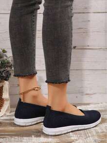 Women's Half-Linen Slip-On Shoes, Featuring Soft Soles, Breathable Mesh Design, Casual Comfort, Non-Slip, Lightweight, And Odor-Resistant Properties. - 藍色 - 查看 3