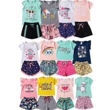 Kit 8 Peças de Roupa Infantil Menina Feminino Verão 1 ao 16 com 4 Blusas + 4 Shorts - Multicolorido - Visão 3