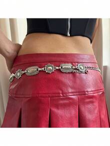 Women's Vintage Chain Belt, Silver And Gold Waist Chain, Dress Waist Designer Belts For Women, High Quality Adjustable Punk Corset. - 銀色 - 查看 5