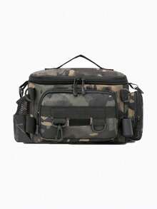 多隔层防水钓具包，迷彩和几何图案可选，纯色可选，拉链封口，配有肩带。非常适合户外徒步、露营装备收纳。大容量，多功能，防灾，可扩展，可放置鱼竿，男士适用。 - 彩色 - 查看 15