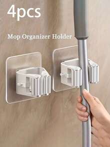 Giá treo chổi lau nhà 1/4/8 chiếc có móc, giá treo chổi gắn tường, giá đựng chổi bằng nhựa, thích hợp cho phòng ngủ, sân vườn, phòng tắm, nhà cửa, ký túc xá, tiết kiệm không gian, trang trí nhà cửa và phòng tắm, mùa thu, trang trí nhà cửa cho năm học mới. - Nhiều màu - Xem 2