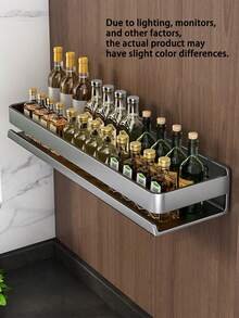 厨房收纳架，壁挂式浴室收纳架，阳台置物架，适用于厨房、浴室、卫生间、阳台，铝合金材质，结实耐用，防潮防锈，瓶罐收纳架，节省空间，两种安装方式，无需钻孔收纳架 - 灰色 - 查看 9