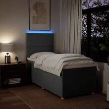 vidaXL Boxspringbett mit Matratze, dunkelgrau, 100x200 cm, Stoff - Grigio - Visualizzare 4