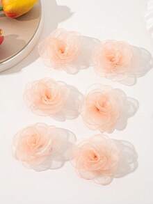 6 件可爱玫瑰花发夹，适合日常佩戴和度假 - 珊瑚粉 - 查看 6