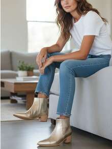 SERGIO TODZI Women's Western Boots, American Ankle Boots, Cowboy Boots - Gold - View 1