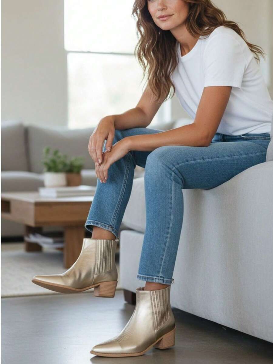 SERGIO TODZI Women's Western Boots, American Ankle Boots, Cowboy Boots - Gold - View 1