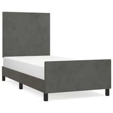 vidaXL Bettgestell Ohne Matratze, Dunkelgrau, 80x200 Cm, Samt - Grey - View 2