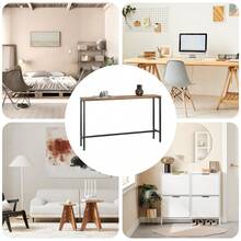 SoBuy Vintage Console Table Metal Hallway Table Decorative Table Sideboard Side Table W X H X D Approx. 120 X 65 X 20 Cm Natural & Black FSB19-E