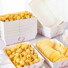 10/24个仿金箔绿叶花卉一次性食品盒，适用于薯条、爆米花、零食、生日和家庭聚会装饰，也适用于面包店、汉堡店、电影院外卖盒 - 彩色 - 查看 4