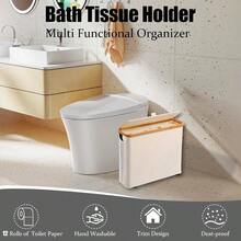 GSYY 12 Rolls Tet Paper Sage Im Tet Paper Basket With LidandHandle For Bathro Sturdy Linen Type Canva Roll Organizer With Rubber Feet For Roll Tissue 17.8" X 6" X 13.8" Beige - Beige - View 2