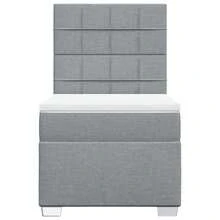 vidaXL Boxspringbett Mit Matratze Hellgrau 100x200 Cm Stoff - Grau - Übersicht 4