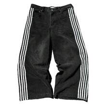 Y2kBaggy Jeans Men Vintage Striped Jeans Men Relaxed Fit Casual Streetwear For Skater Stripe Wide Leg Denim Pants Y2k - 黑色 - 查看 11