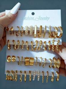 Women Earring Sets - Gold - View 10