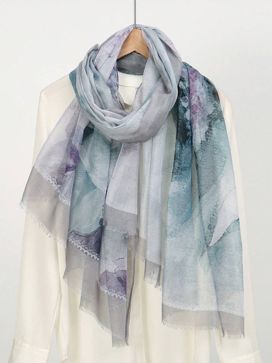 1 pieza Pañuelo/Chal ligero y casual con estampado floral para mujer - Multicolor - Ver 1