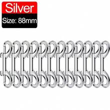 12个双头重型合金弹簧钩，锌合金弹簧夹，适用于宠物狗牵引绳、钥匙链、水桶固定和户外旅行装备，安全牢固的多用途登山扣，坚固耐用的银色金属钩，65/80/88毫米 - 彩色 - 查看 9